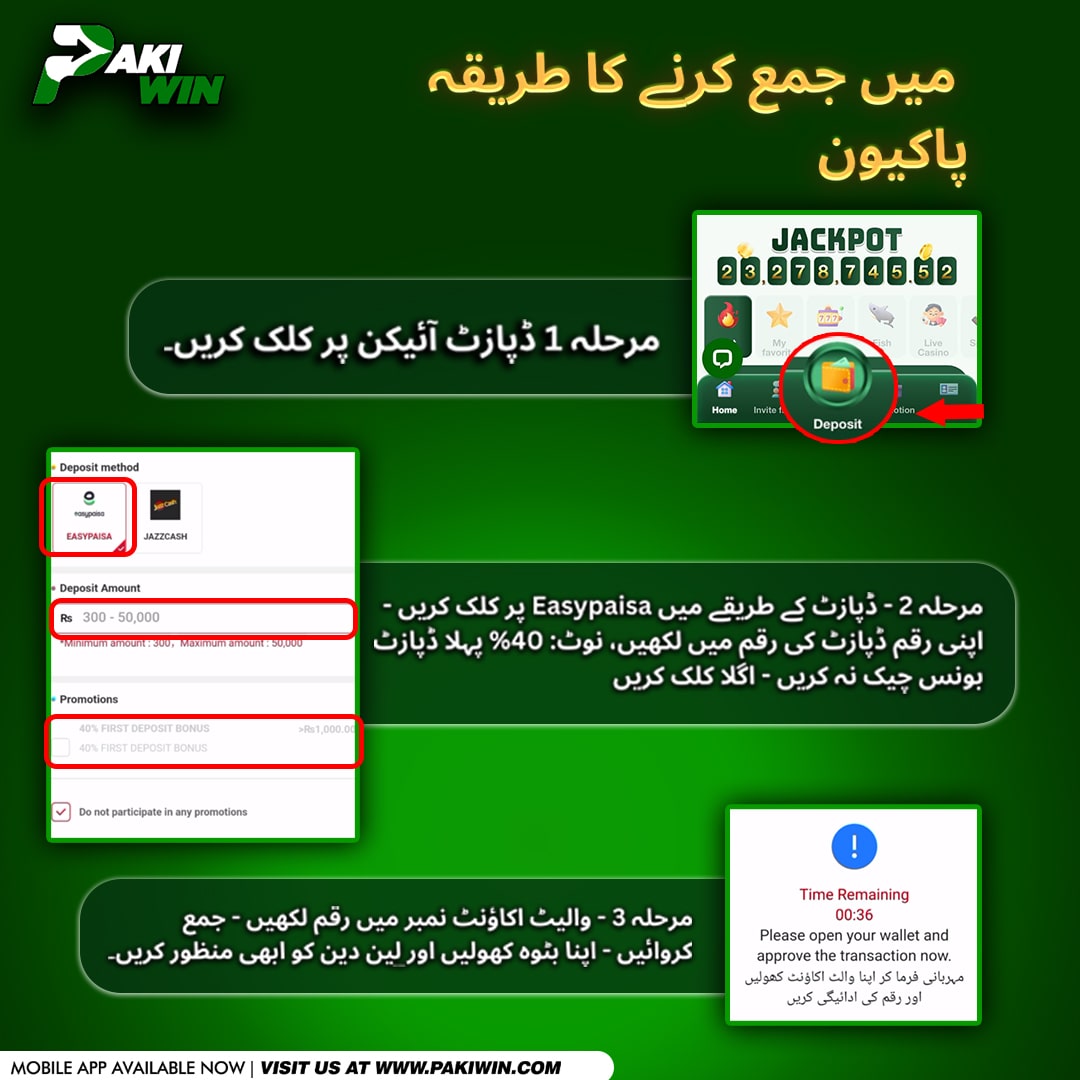 how to deposit on PakiWin infographic